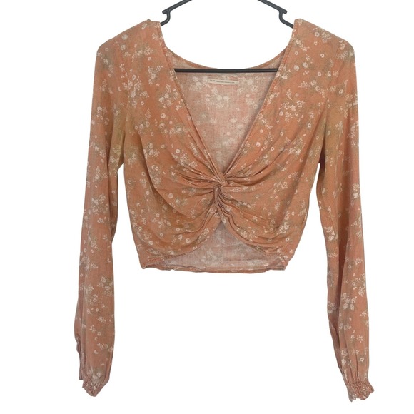 Urban Outfitters Tops - Urban Outfitters Women Crop Top Twist Front Floral XS Peach Boho‎ Cottagecore